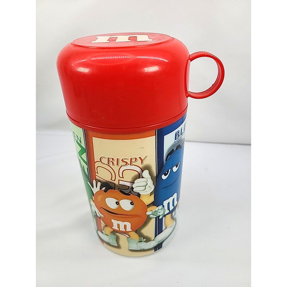 M&M Candy Collectible Insulated Thermos & Cup For Lunch Box Red Top VGC